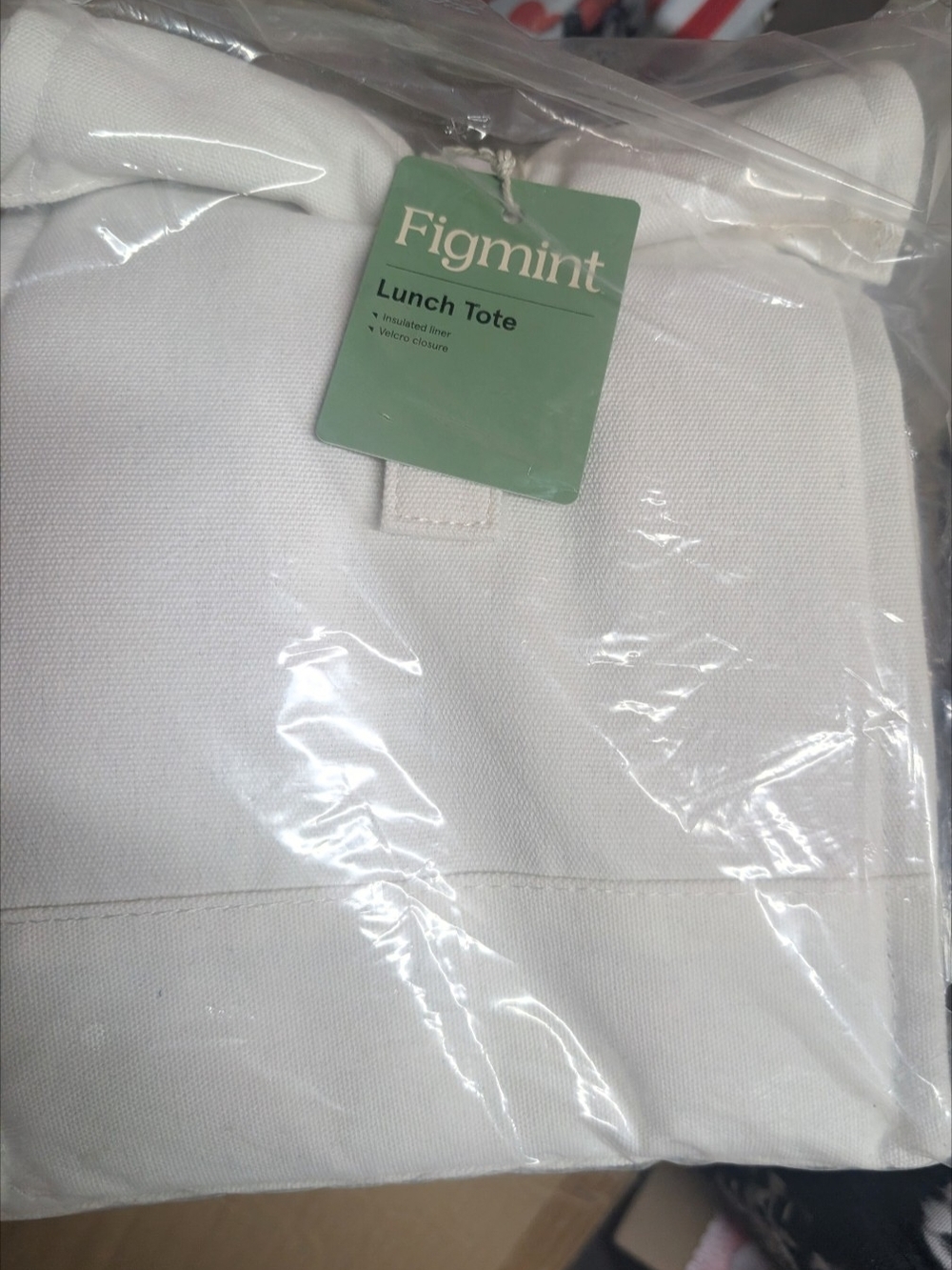 Figmint White Canvas Lunch Tote - Insulated Lightweight Bag